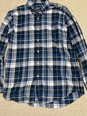 Ralph Lauren Navy and White Plaid Button-Down Shirt